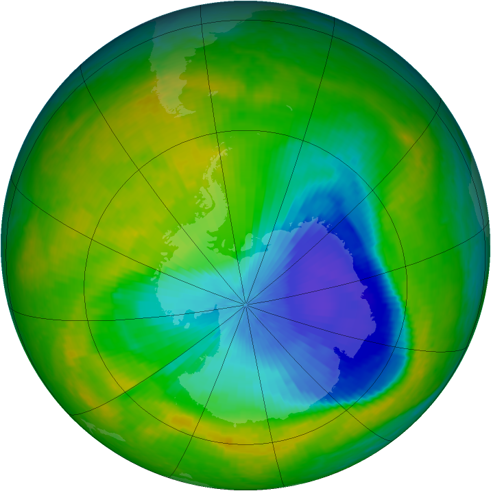 Antarctic ozone map for 08 November 2003
